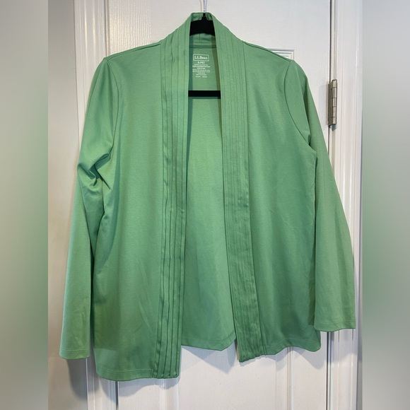 L.L. Bean Sweaters - L.L. Bean Size SP Mint Green Pleated 100% Supima Cotton Open front Cardigan